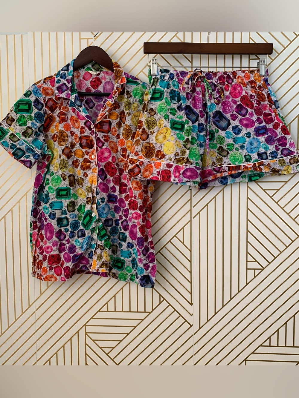 Tashka by Beatrice 100% Cotton Gem Pajamas pan matching set piping colorful S
